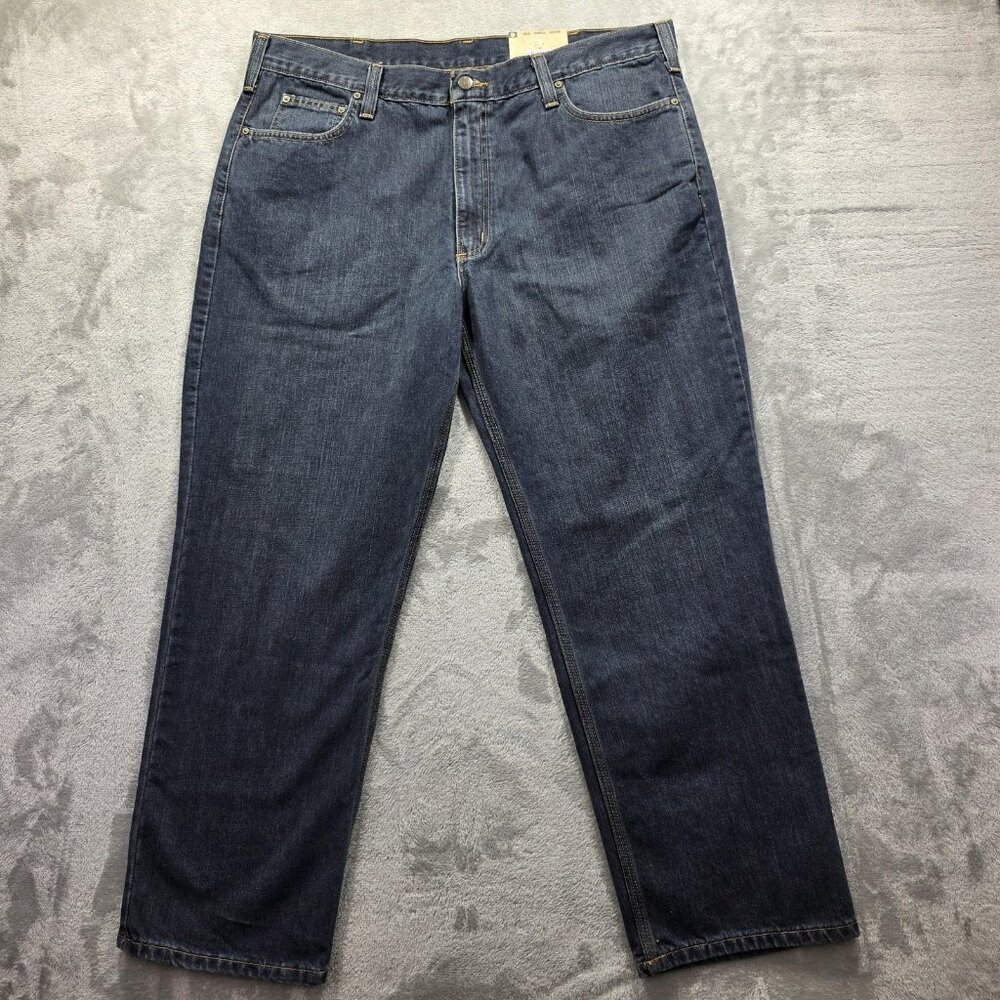 Carhartt Holter Jeans Mens 40x30 Blue Relaxed Fit Straight Leg Workwear 101483 - Picture 2 of 11